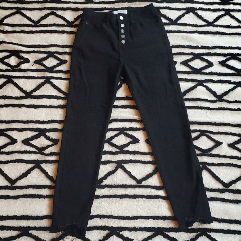 KanCan, high rise, button fly, black, skinny jeans